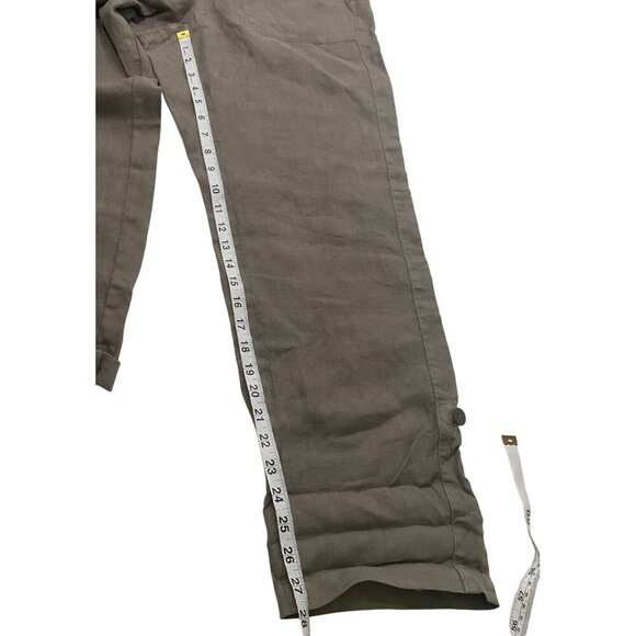Pure Jill roll tab pull on Linen Elastic Waist Pants M Relaxed Fit cool khaki - Picture 11 of 11
